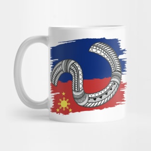 Philippine Flag Tribal line Art / Baybayin word WA Mug